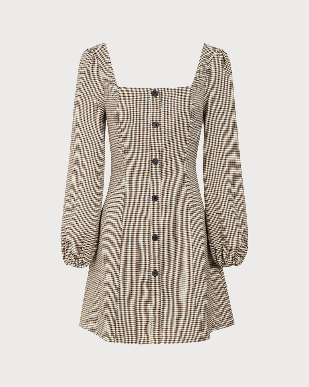 Morgan and Brooke | Khaki Plaid Button Mini Dress