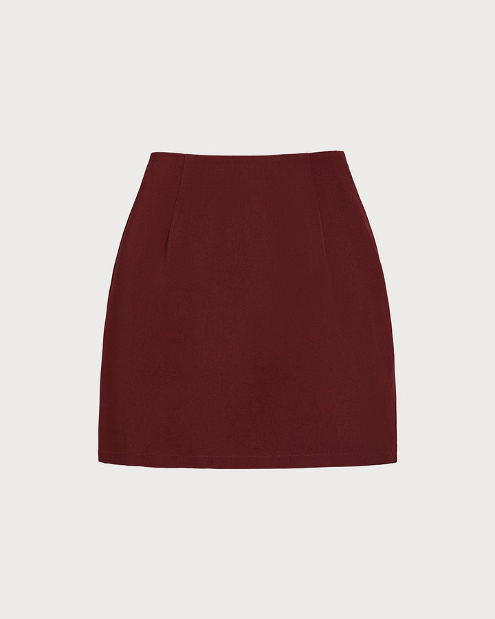 Morgan and Brooke | Natural Waisted A-Line Mini Skirt in Wine Red