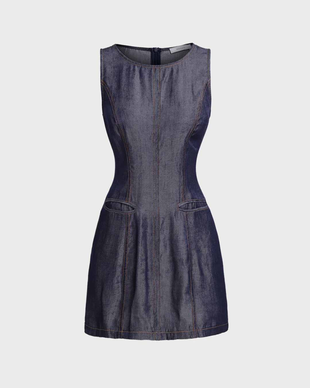 Morgan and Brooke | Sleeveless Mini Dress for Women in Blue with Pockets