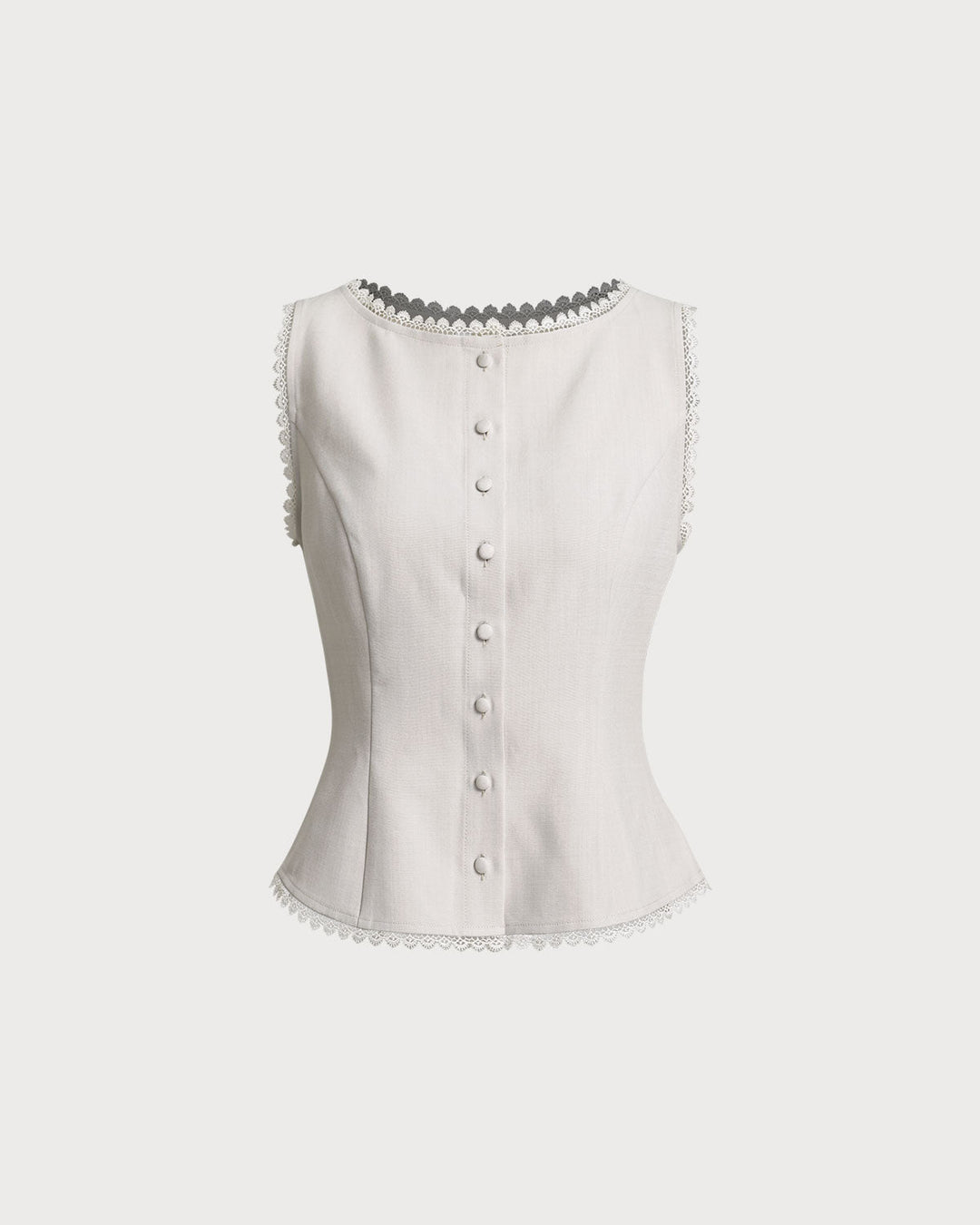 Morgan and Brooke | Boat Neck Button Vest for Women in Apricot