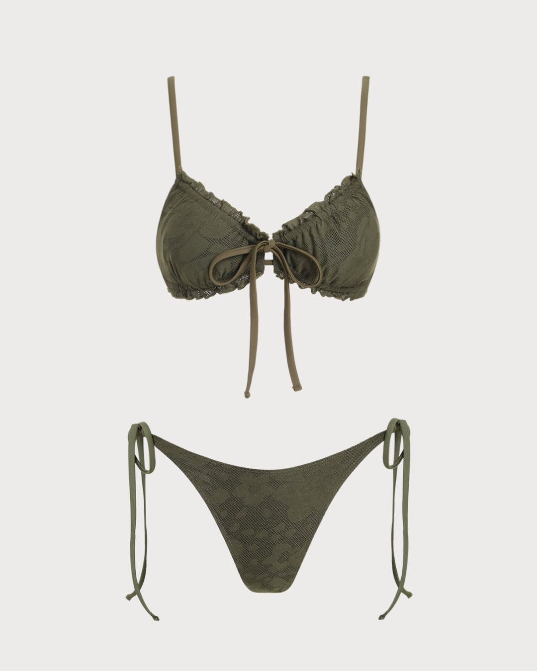 Morgan and Brooke | Jacquard Bikini Set for Women in Army Green