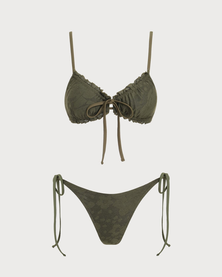 Morgan and Brooke | Jacquard Bikini Set for Women in Army Green