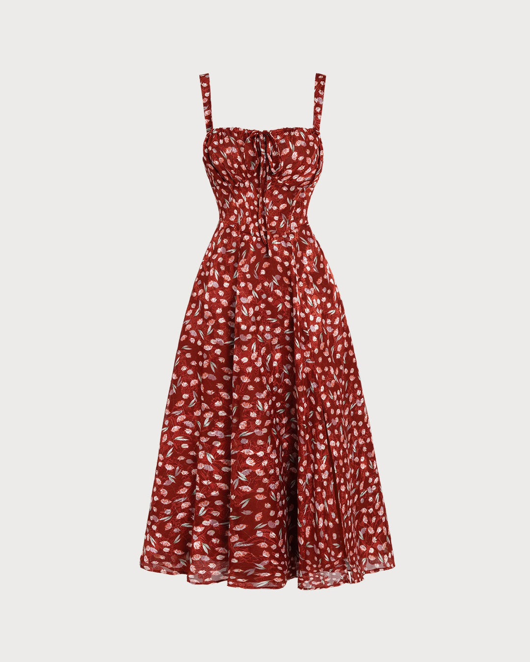 Morgan and Brooke | Floral Slip Midi Dress for Women in Wine Red