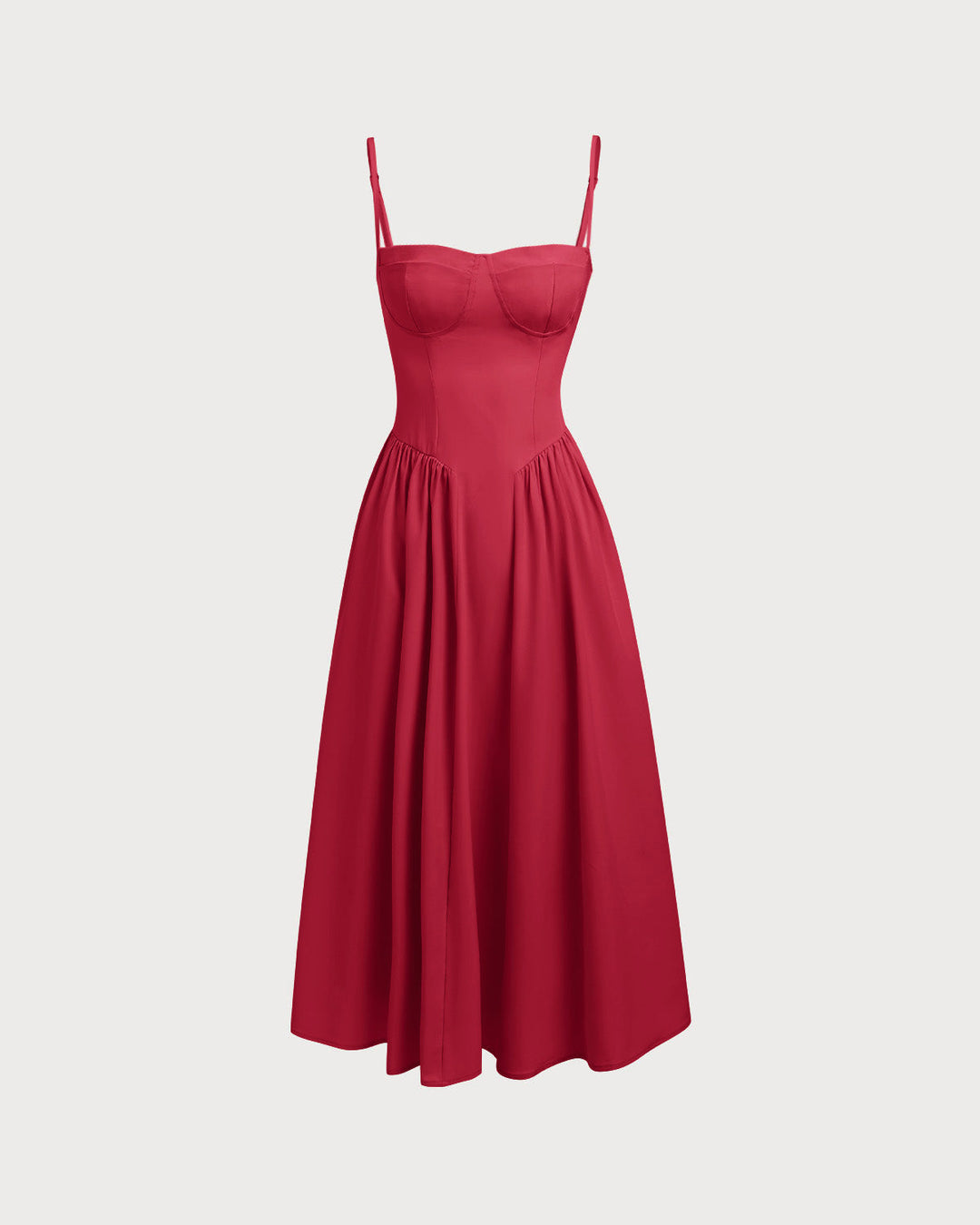 Morgan and Brooke | Square Neck Pocket Slip Midi Dress in Red