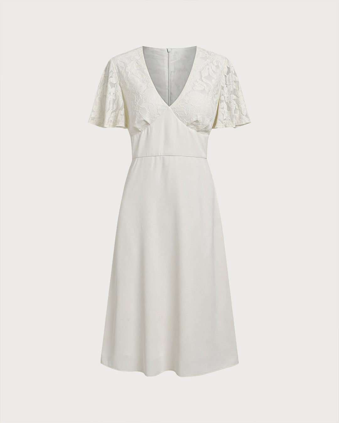 Morgan and Brooke | Textured V-Neck Midi Dress in White