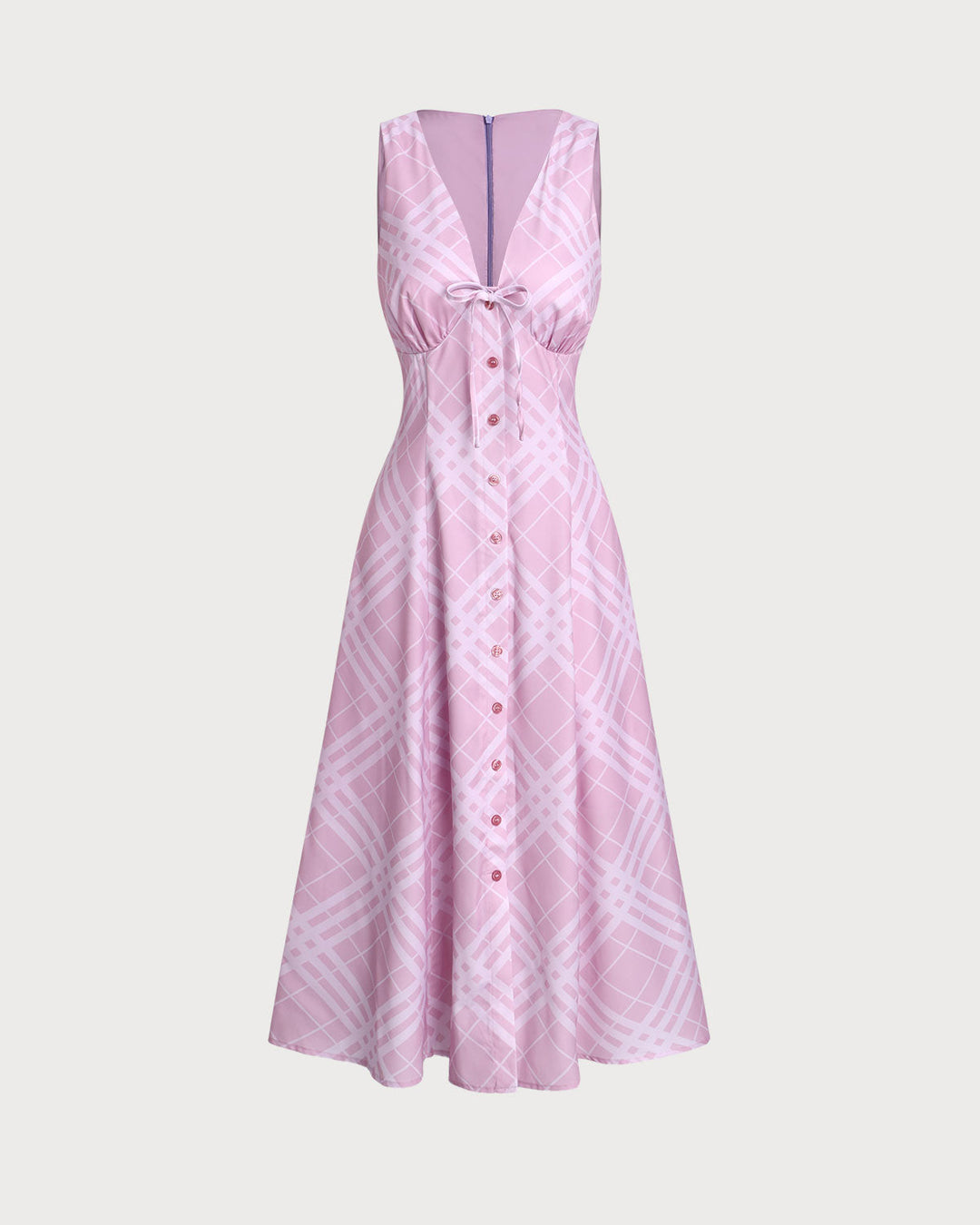 Morgan and Brooke | Striped Sleeveless Midi Dress for Women in Pink