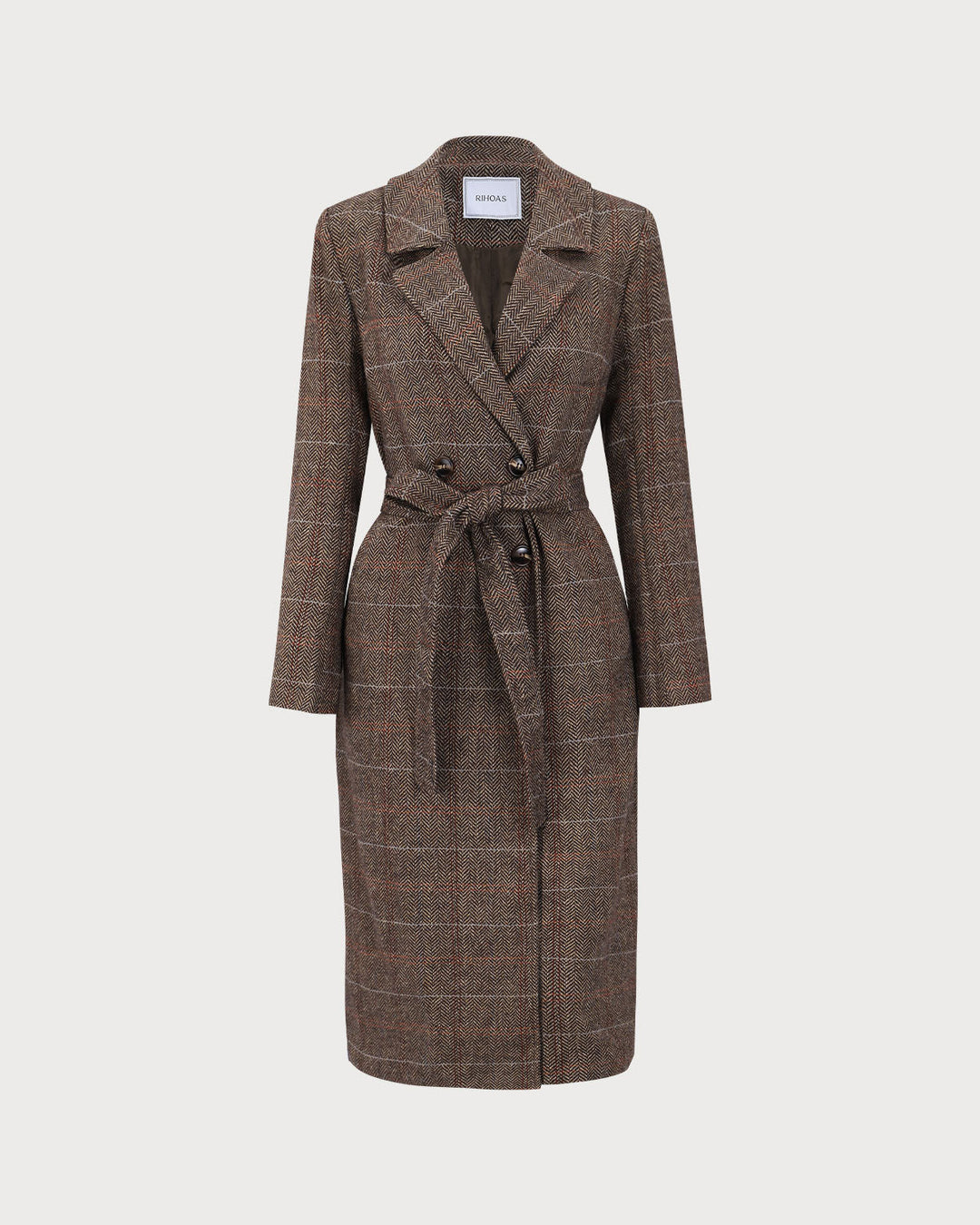 Morgan and Brooke | Lapel Belted Double Breasted Coat for Women in Coffee Color