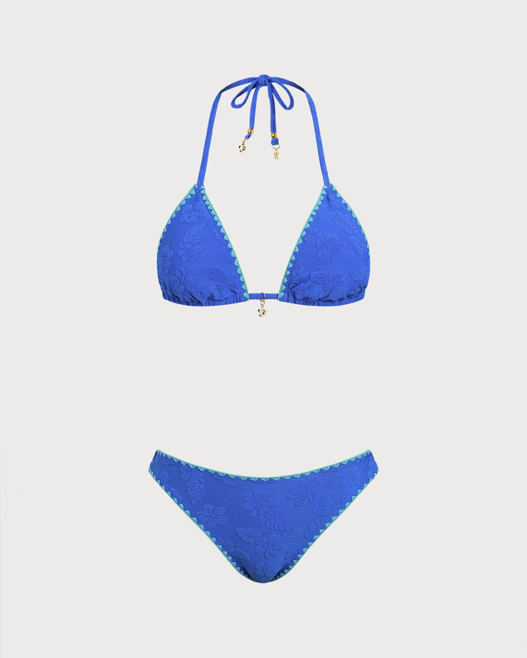 Morgan and Brooke | Halter Bikini Set for Women in Blue with Contrasting Details