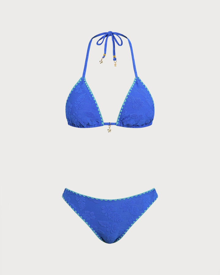 Morgan and Brooke | Halter Bikini Set for Women in Blue with Contrasting Details