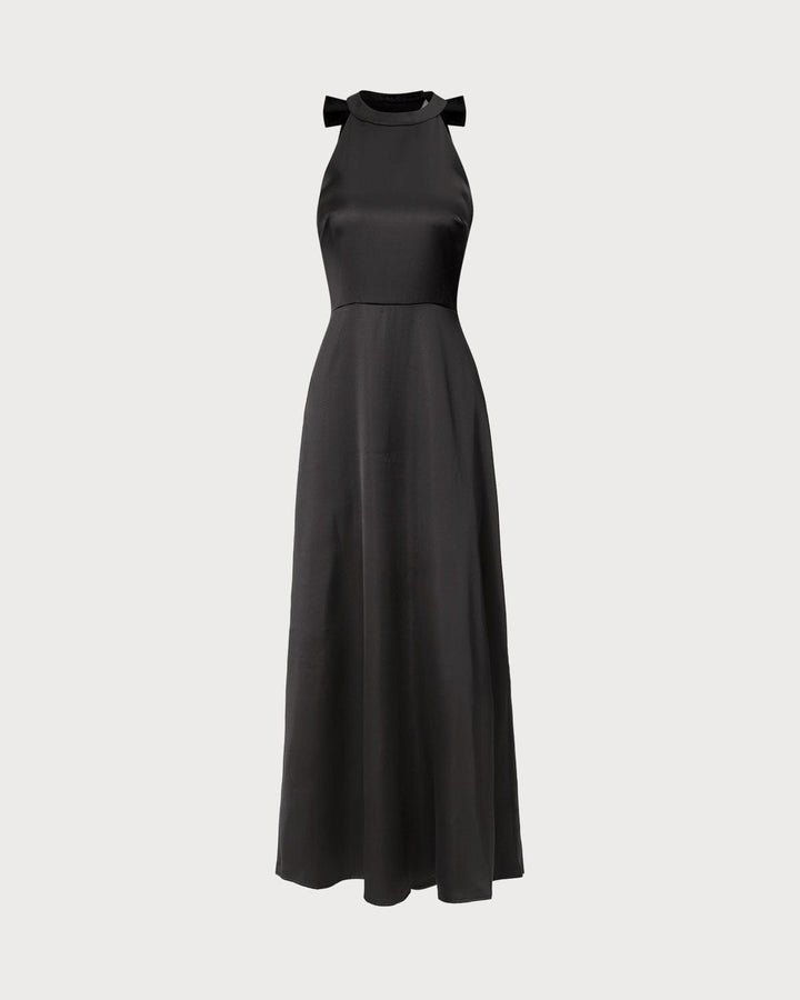 Morgan and Brooke | Black Halter Cutout Maxi Dress