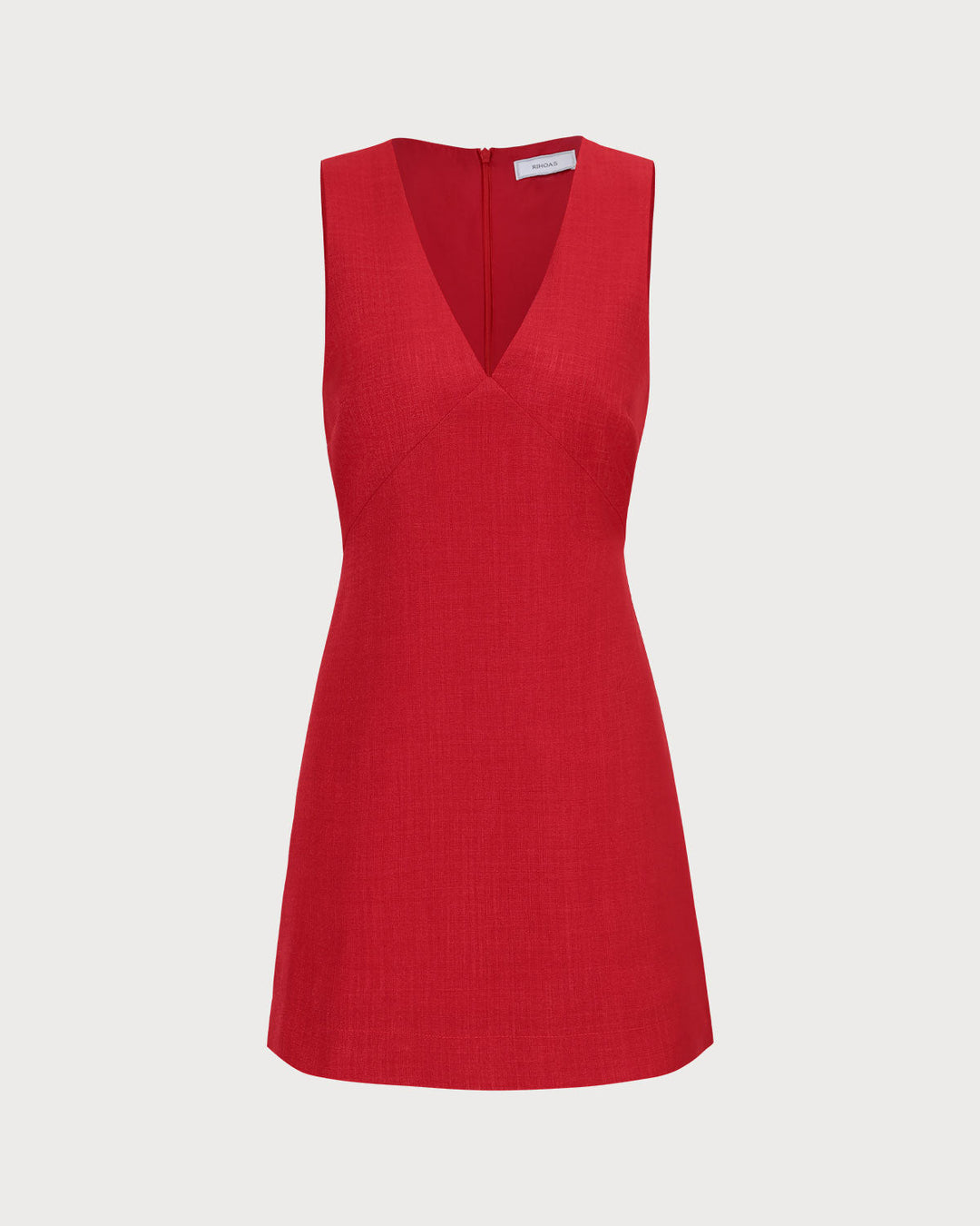 Morgan and Brooke | Red V Neck Sleeveless Linen Mini Dress