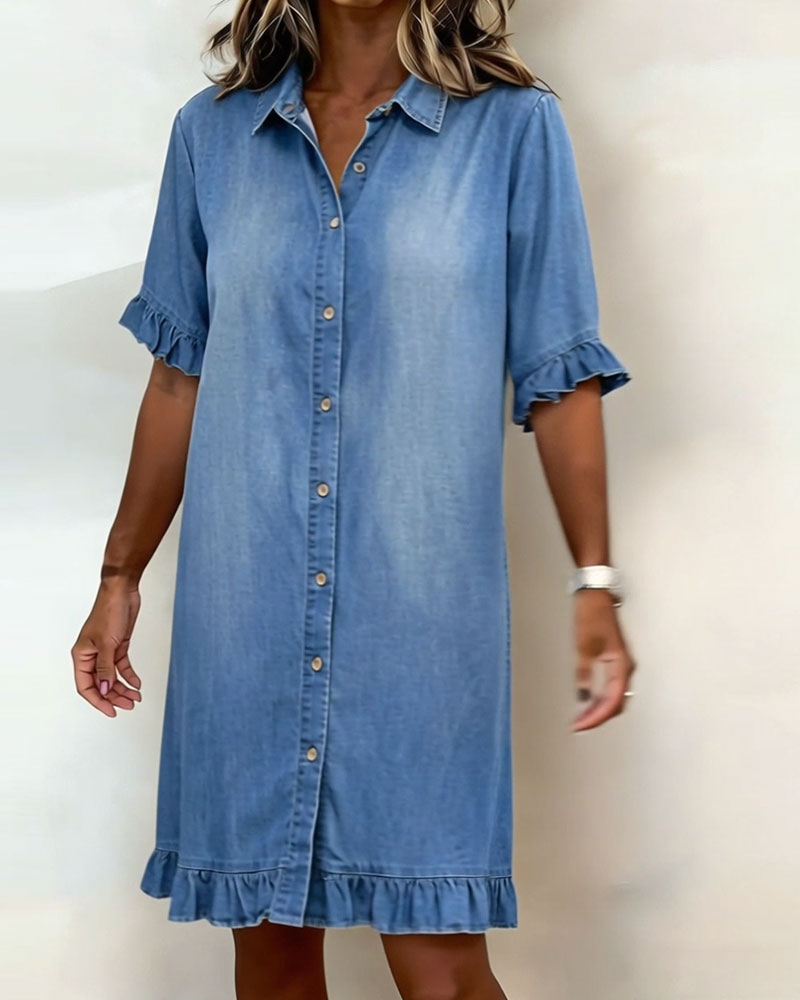 Morgan & Brooke | Light Blue Relaxed-Fit Washed Denim Dress