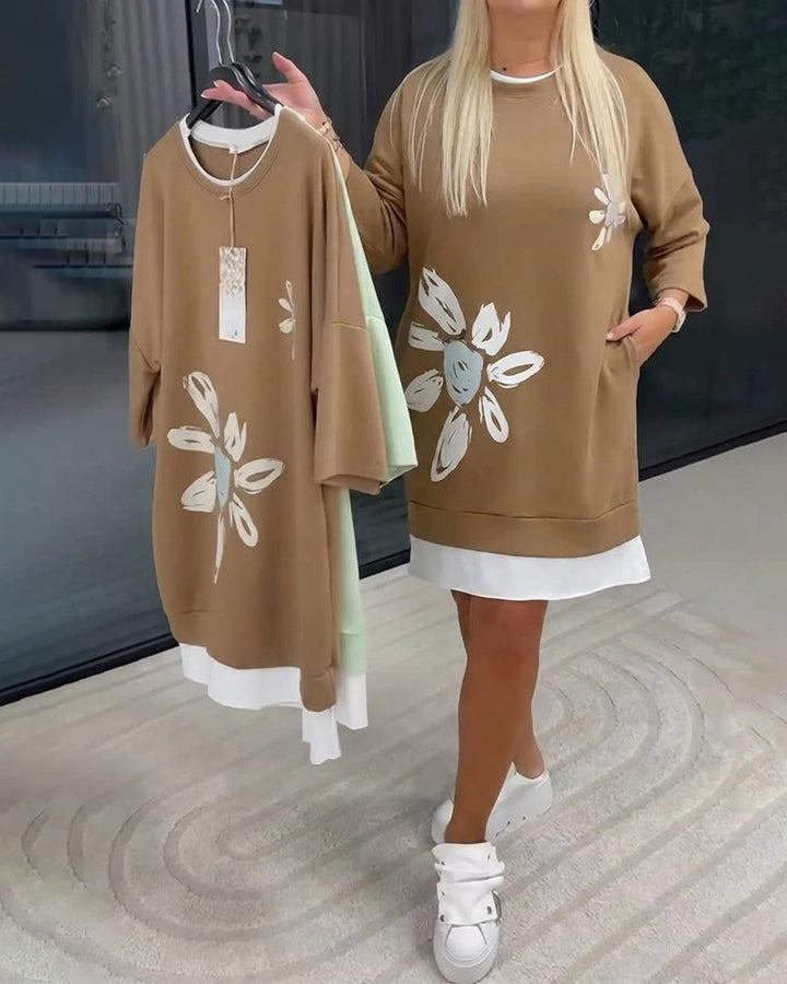 Morgan & Brooke | White Relaxed-Fit Knee-Length Cotton Dress