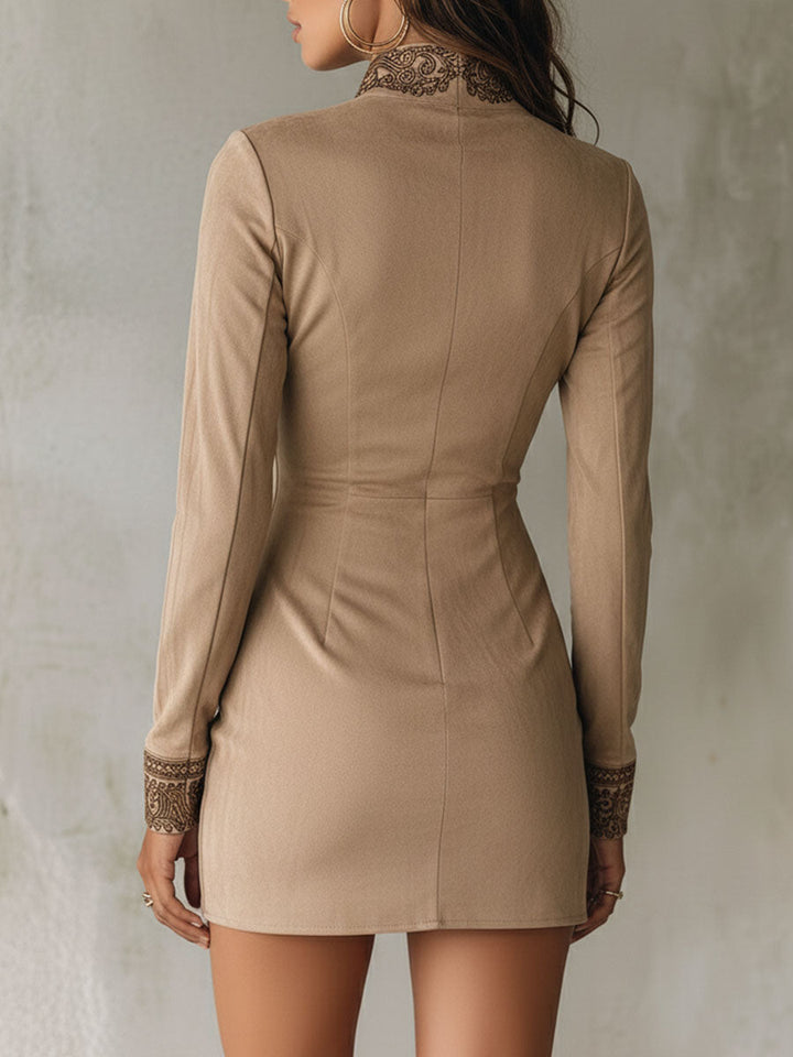 Morgan & Brooke | Red Suede Embroidered Dress