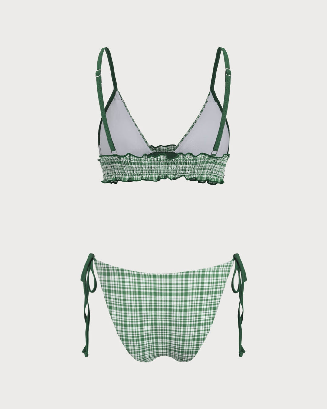 Morgan and Brooke | Plaid Drawstring Bikini Set for Women in Green