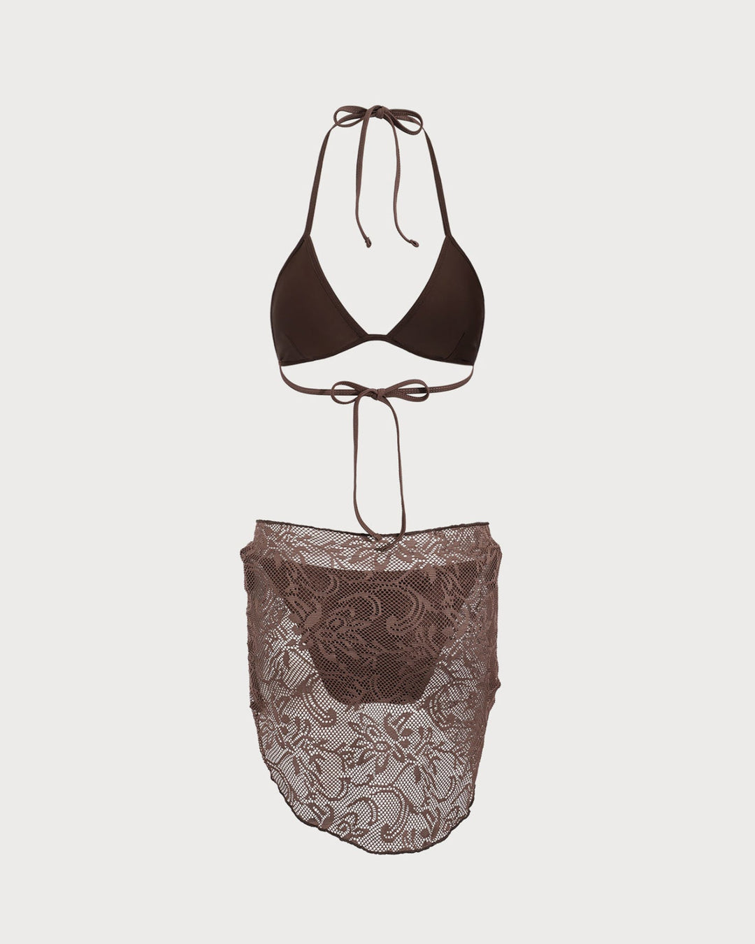 Morgan and Brooke | Textured Halter Bikini Suit for Women in Brown