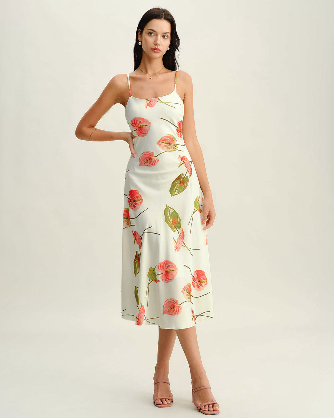 Morgan and Brooke | Floral Slip Midi Dress, White