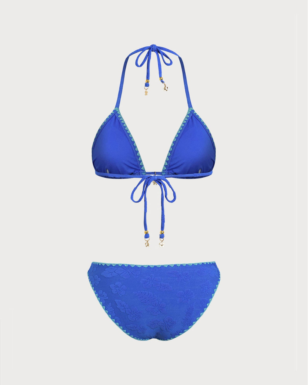 Morgan and Brooke | Halter Bikini Set for Women in Blue with Contrasting Details