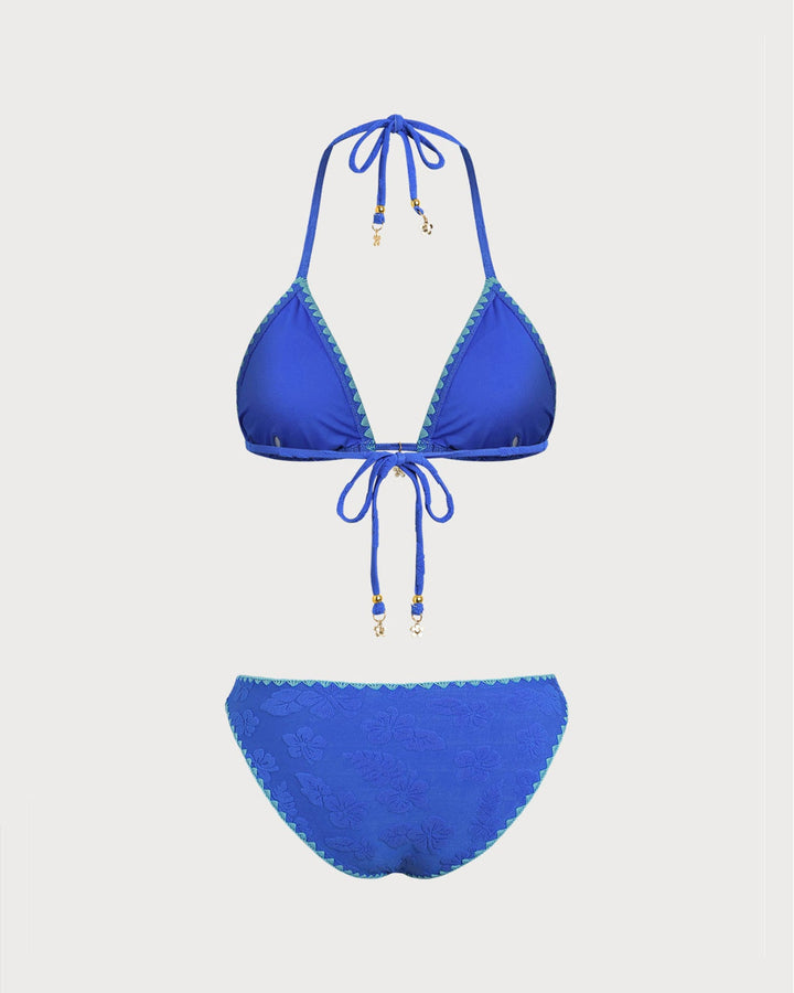 Morgan and Brooke | Halter Bikini Set for Women in Blue with Contrasting Details