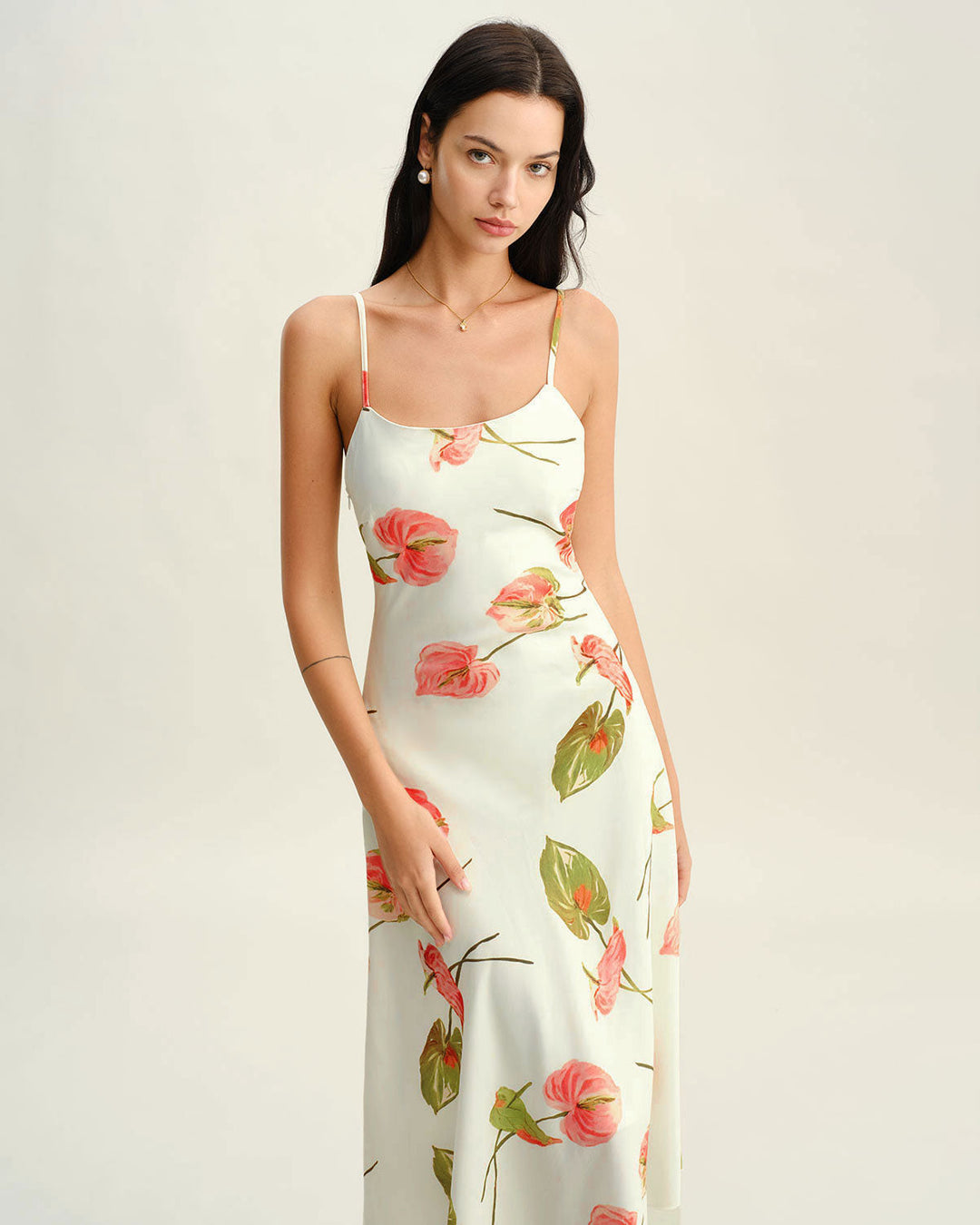 Morgan and Brooke | Floral Slip Midi Dress, White