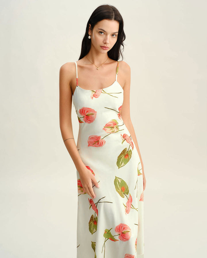 Morgan and Brooke | Floral Slip Midi Dress, White