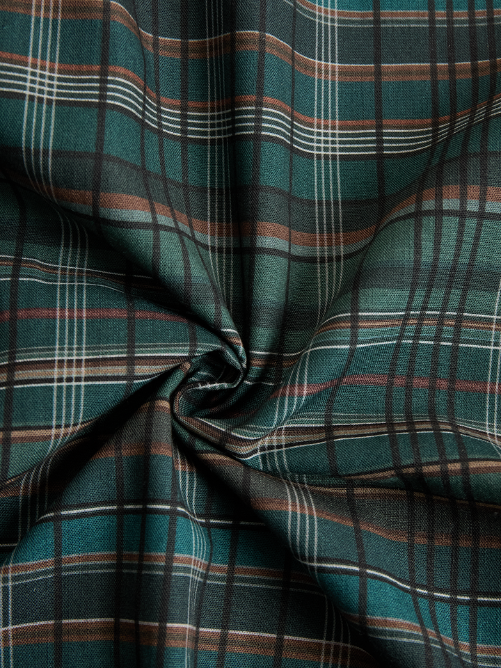 Morgan and Brooke | Plaid Lapel Single-Breasted Shirt Maxi Dress