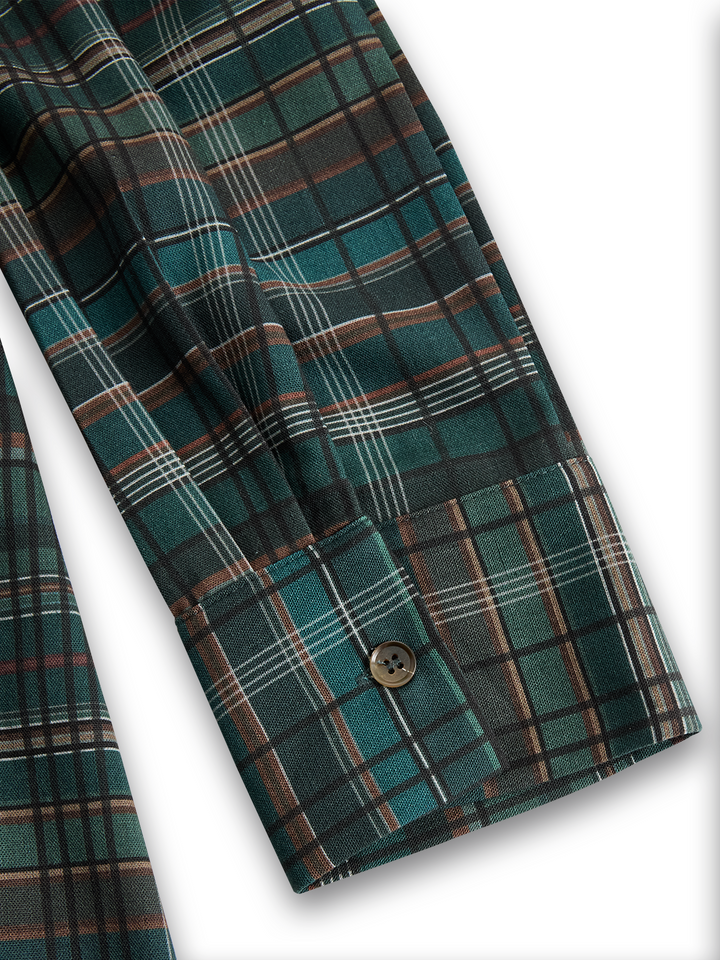 Morgan and Brooke | Plaid Lapel Single-Breasted Shirt Maxi Dress