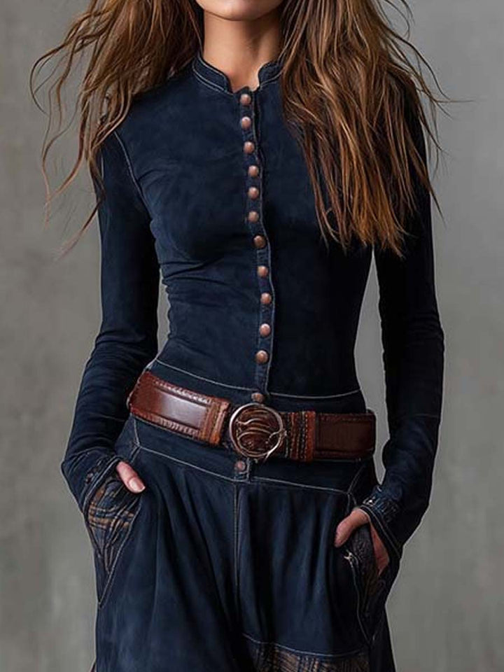 Morgan & Brooke | Suede Patchwork Dress