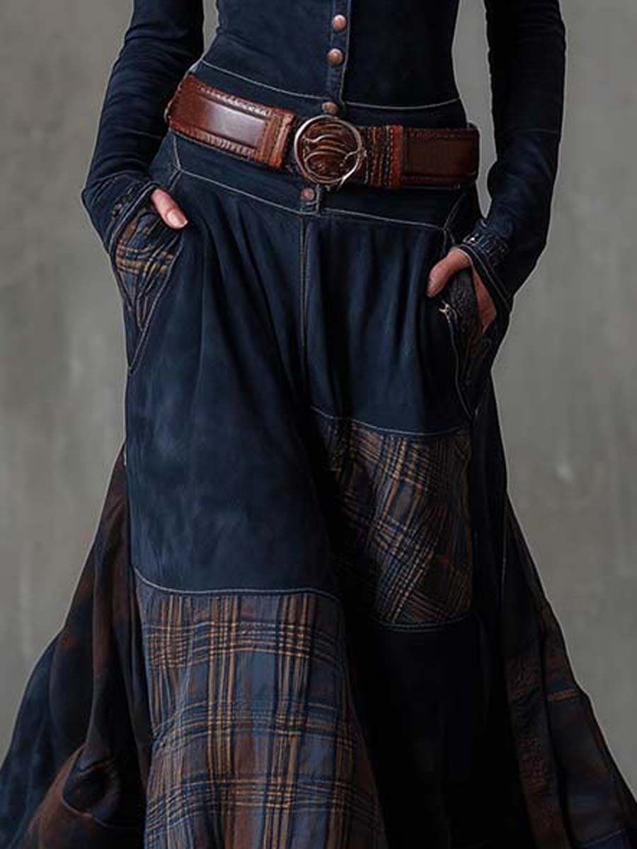 Morgan & Brooke | Suede Patchwork Dress