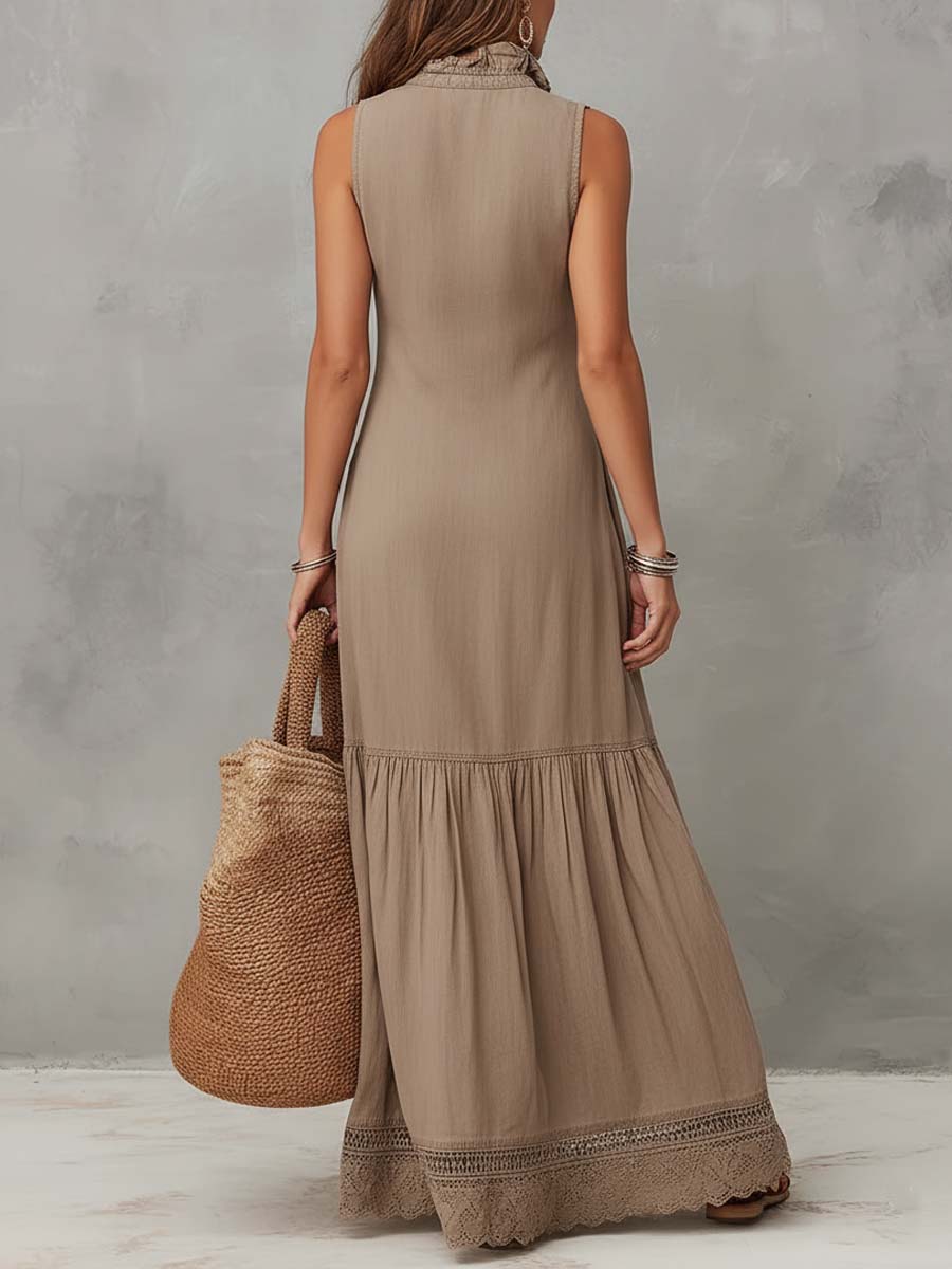 Morgan & Brooke | Khaki Cotton Sleeveless Dress