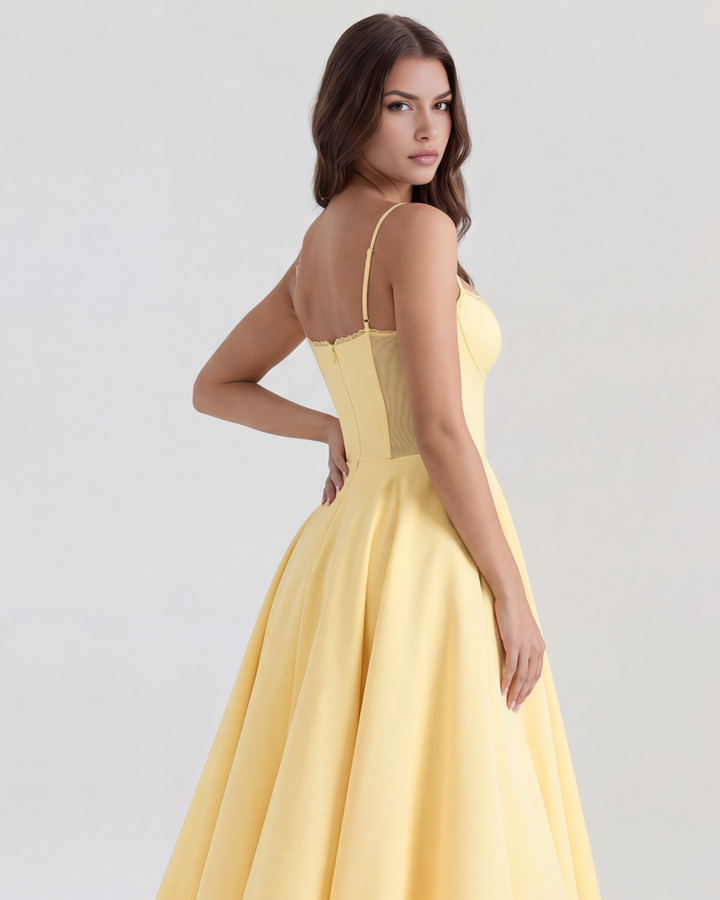 Morgan & Brooke | Ivory Tulle-Skirt Satin Midi Dress