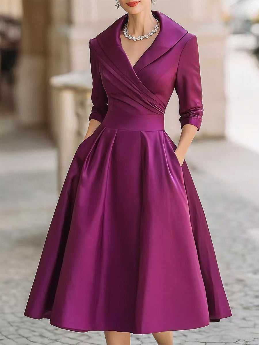 Morgan & Brooke | Champagne Bias-Cut Satin Midi Dress