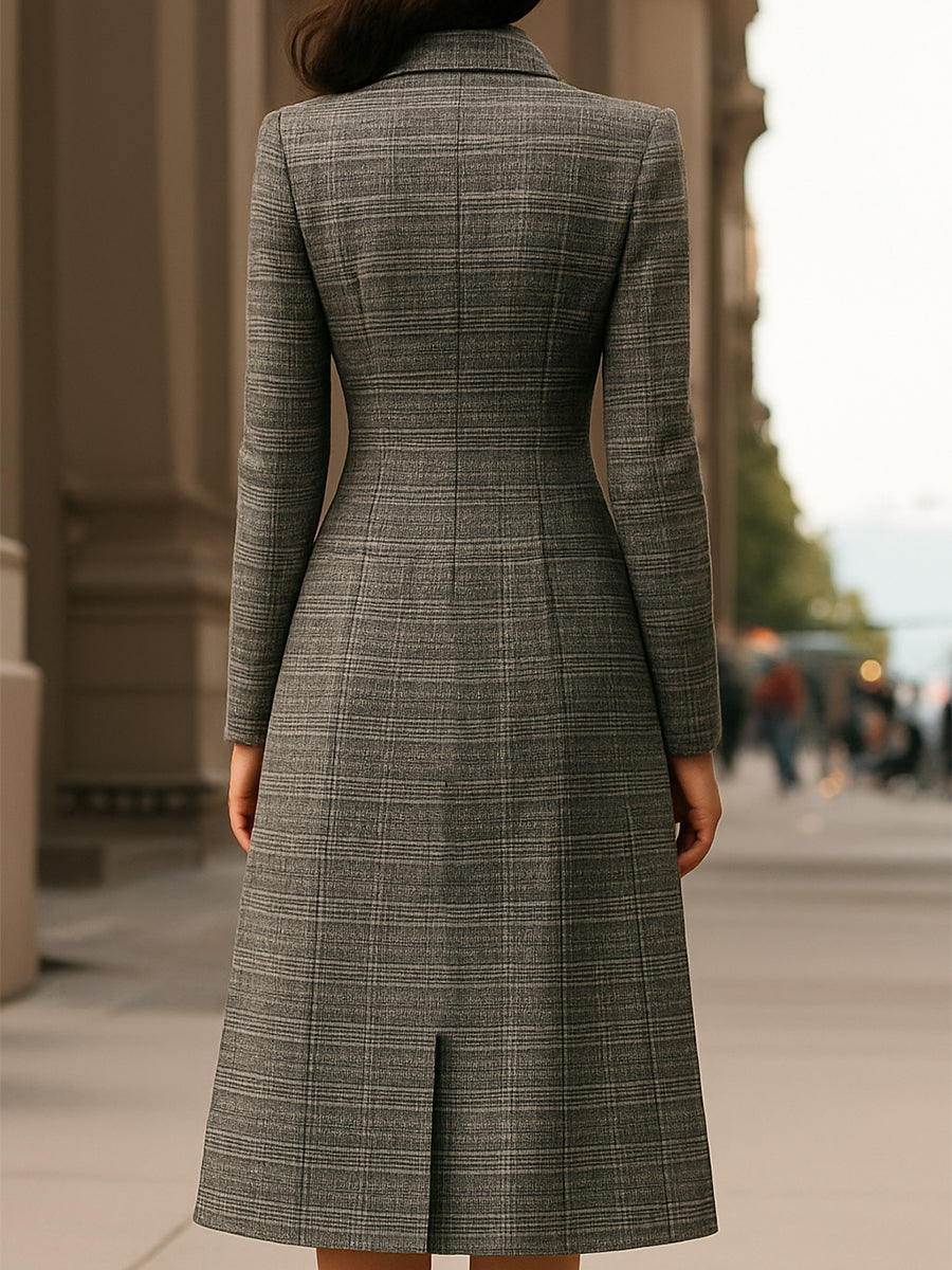 Morgan & Brooke | Plaid Asymmetric-Hem Button-Front Woven Dress