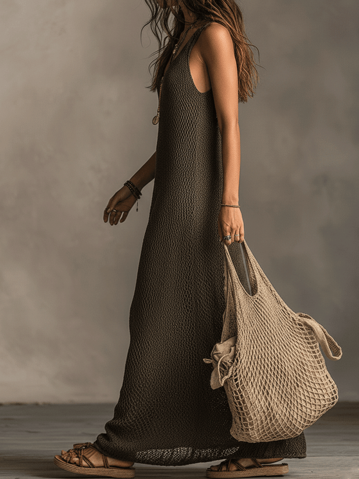 Morgan & Brooke | Olive Knit Sleeveless Casual Dress