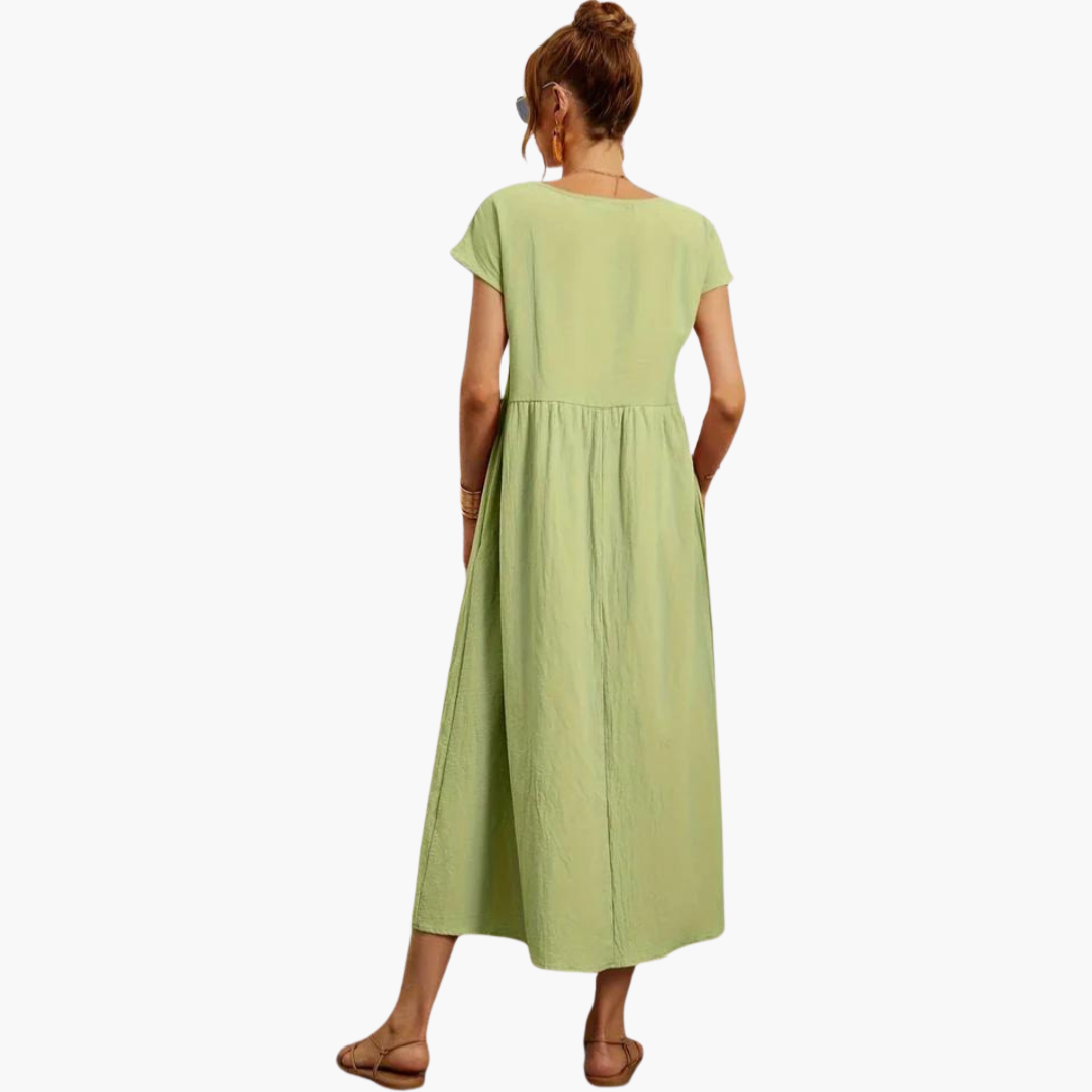 Morgan & Brooke | Ivory Relaxed Fit Belted Cotton-Blend Dress