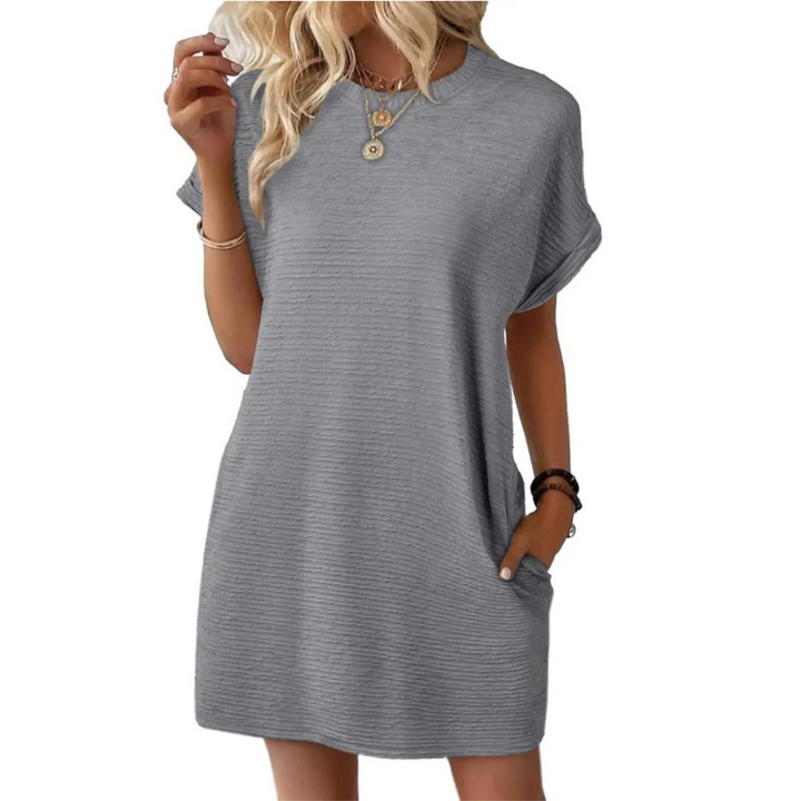 Morgan and Brooke | EVASHA™ | Casual Minimalist Round Neck Summer Dress