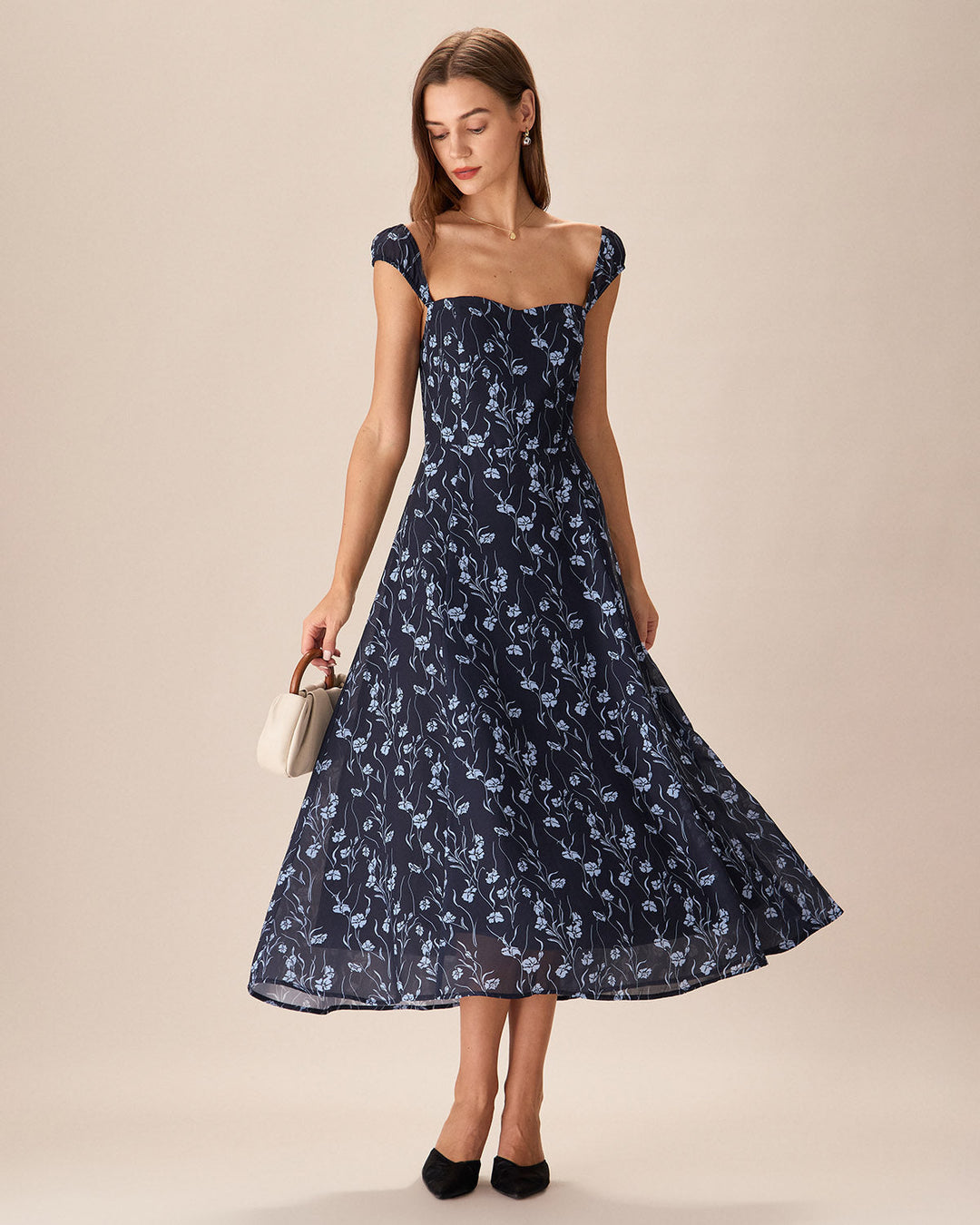 Morgan and Brooke | Navy Floral Midi Dress