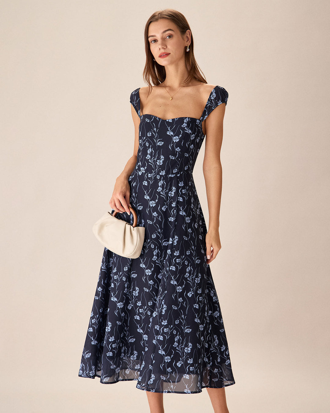 Morgan and Brooke | Navy Floral Midi Dress