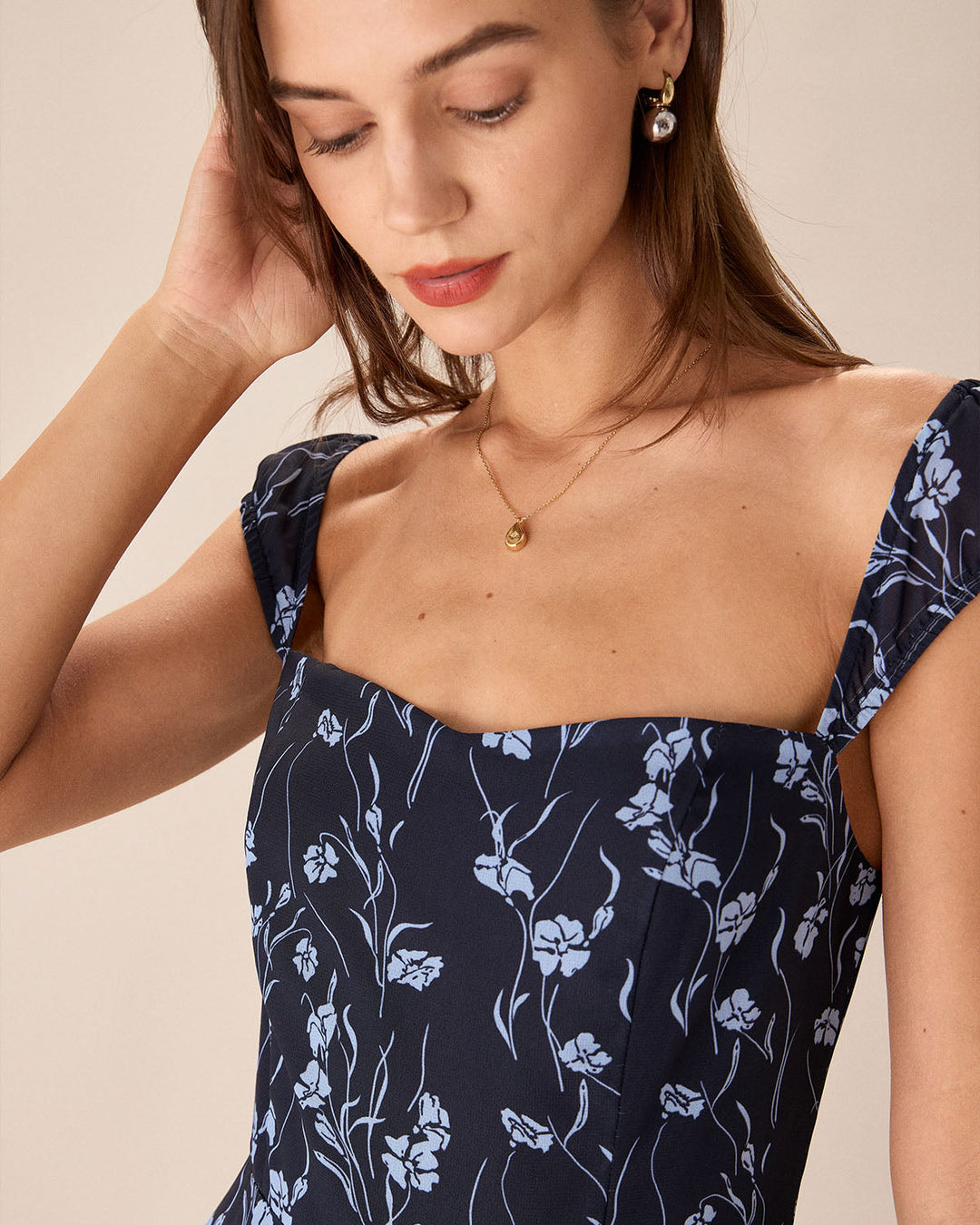Morgan and Brooke | Navy Floral Midi Dress