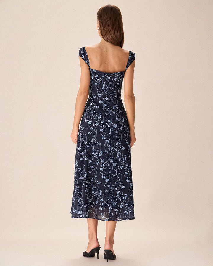 Morgan and Brooke | Navy Floral Midi Dress