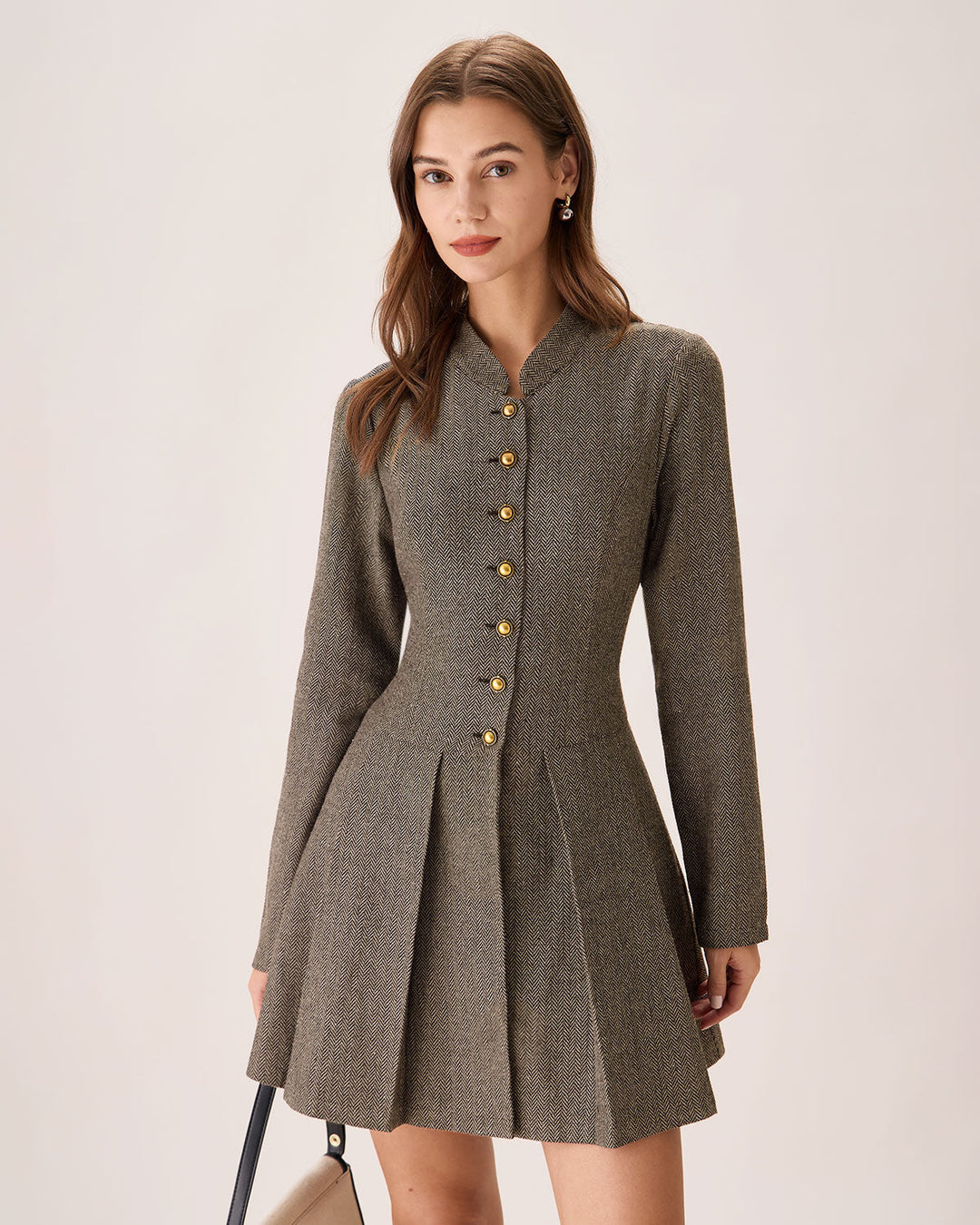 Morgan and Brooke | Brown Pleated Mini Dress