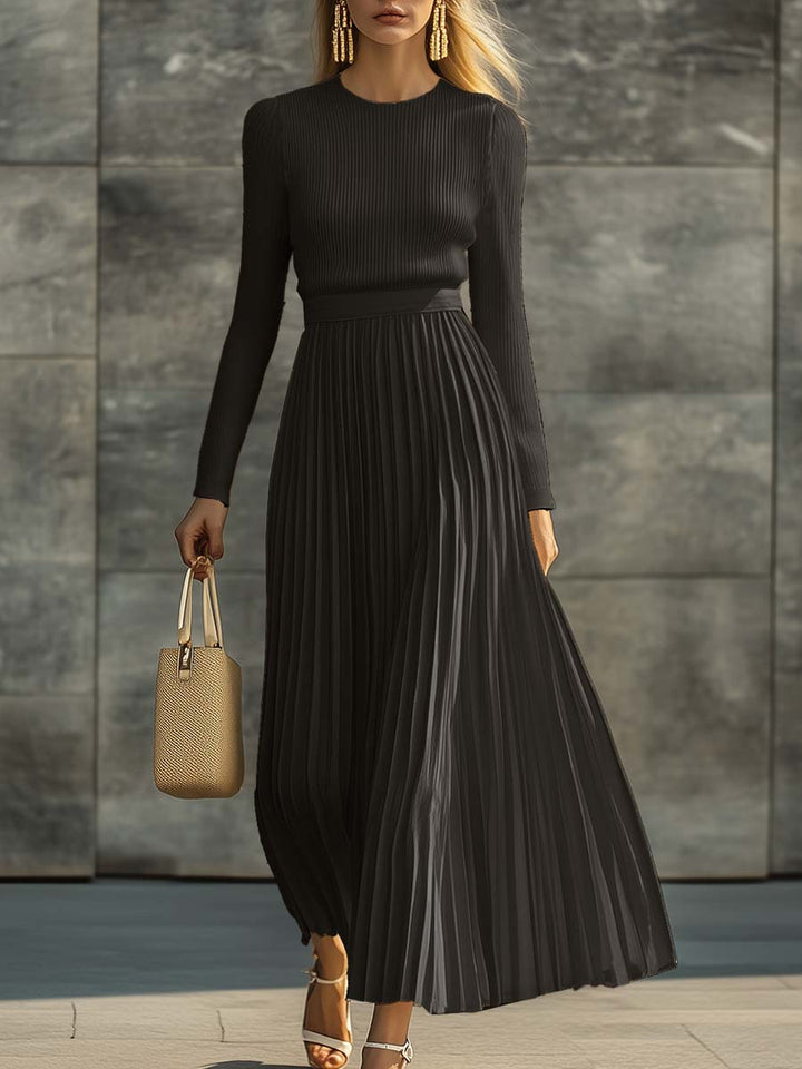 Morgan & Brooke | Cream Satin Pleated Casual Dress