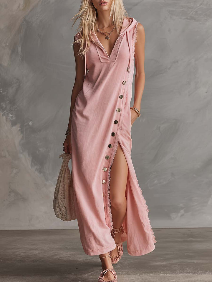 Morgan & Brooke | Pink Lace V-Neck Evening Dress
