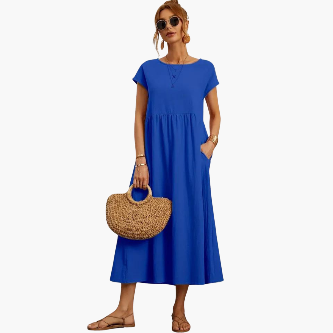 Morgan & Brooke | Ivory Relaxed Fit Belted Cotton-Blend Dress