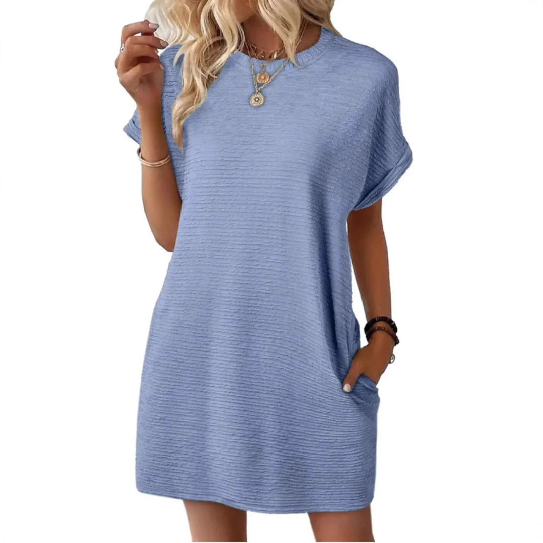Morgan and Brooke | EVASHA™ | Casual Minimalist Round Neck Summer Dress