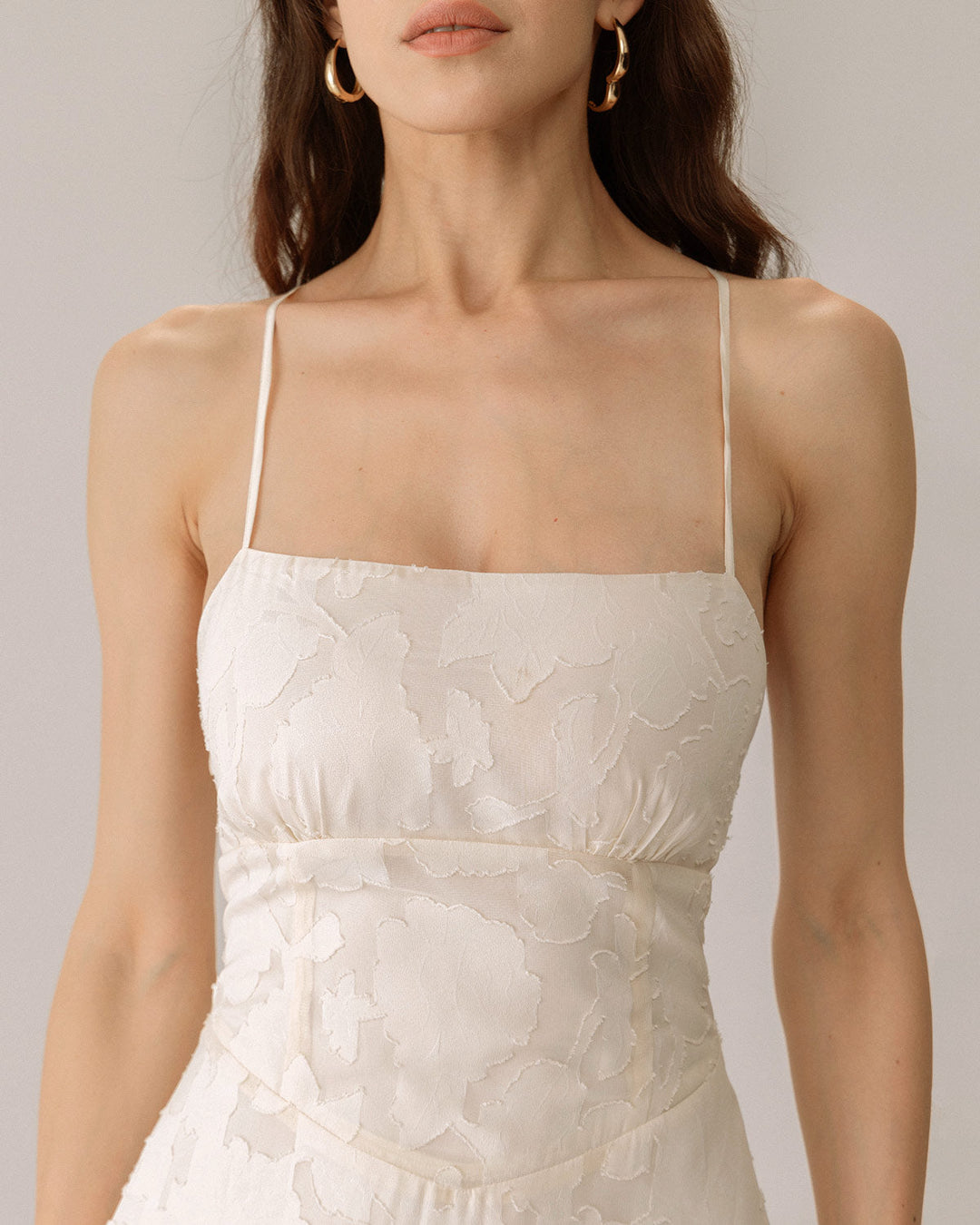 Morgan and Brooke | Jacquard Corset Slip Maxi Dress, Women's, Apricot, Fit and Flare