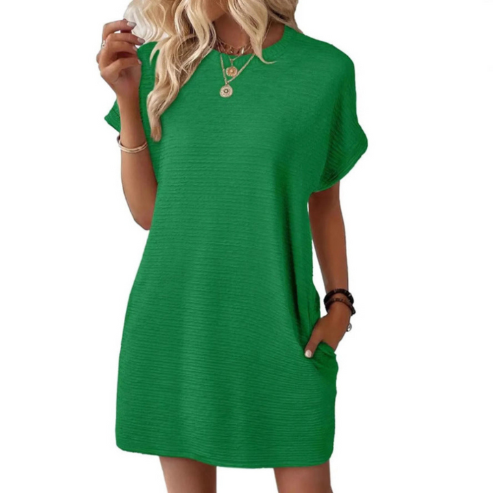 Morgan and Brooke | EVASHA™ | Casual Minimalist Round Neck Summer Dress