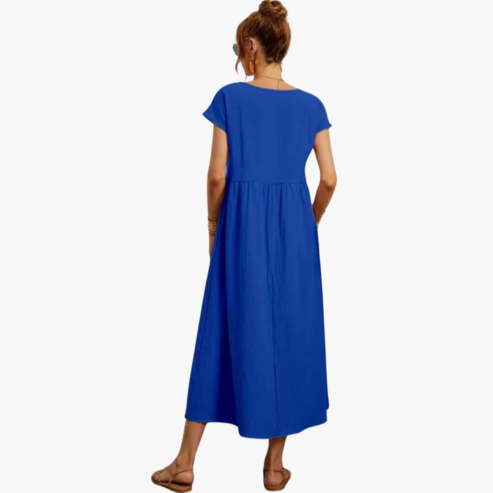 Morgan & Brooke | Ivory Relaxed Fit Belted Cotton-Blend Dress