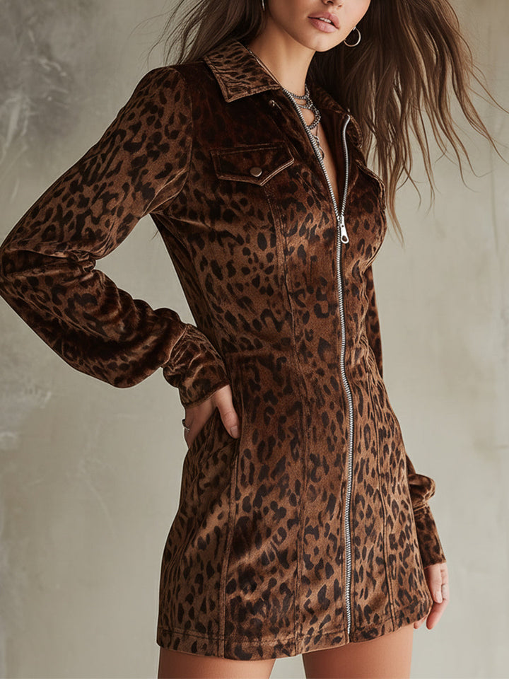 Morgan & Brooke | Velvet Leopard Print Evening Dress