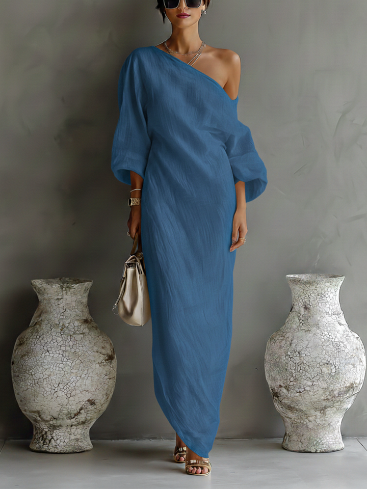 Morgan & Brooke | Ivory White Cotton-Linen Blend Dress